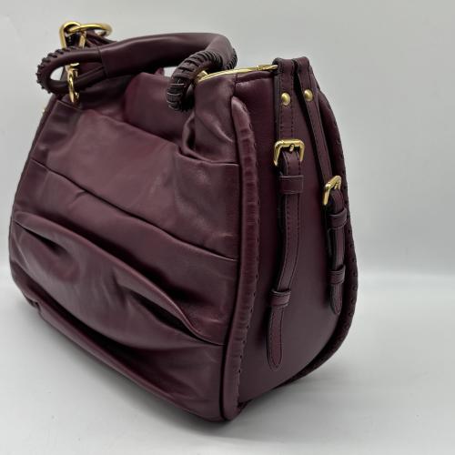 Christian Dior Burgundy Pleated Leather Hobo Bag photo 6