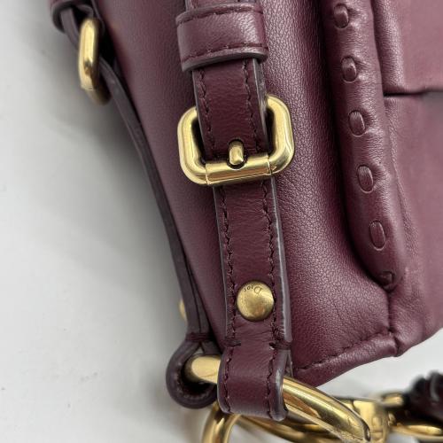 Christian Dior Burgundy Pleated Leather Hobo Bag photo 7