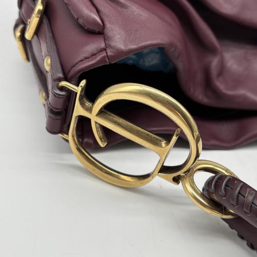 Christian Dior Burgundy Pleated Leather Hobo Bag photo 8