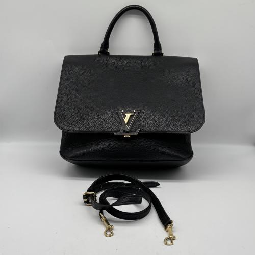 Louis Vuitton Black Calfskin Leather Handbag With Strap