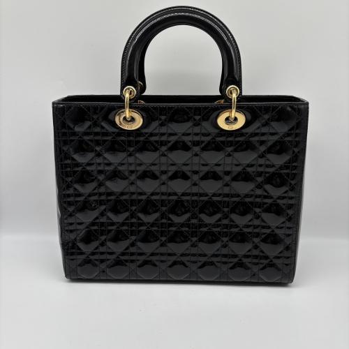 Christian Dior Large Black Patent Leather Handbag photo 2