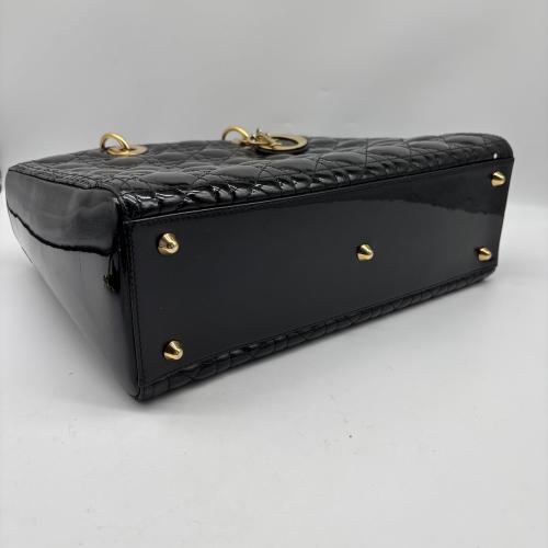 Christian Dior Large Black Patent Leather Handbag photo 3