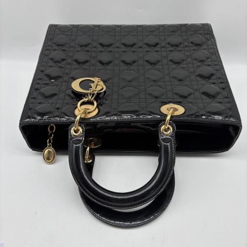 Christian Dior Large Black Patent Leather Handbag photo 5