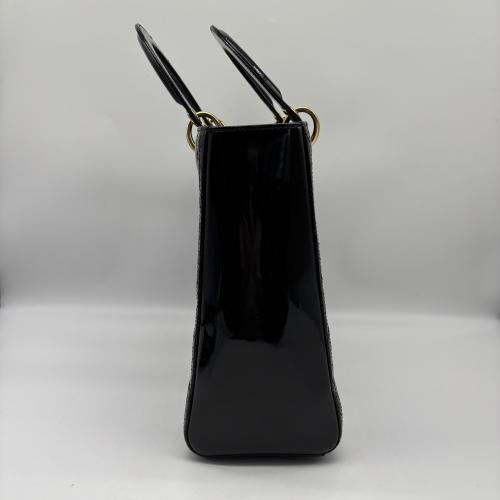 Christian Dior Large Black Patent Leather Handbag photo 6