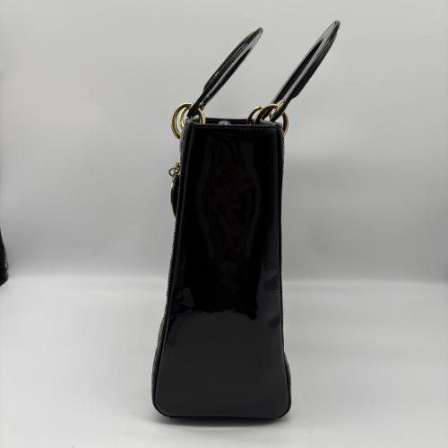 Christian Dior Large Black Patent Leather Handbag photo 7