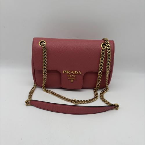 Prada Saffiano Leather Flap Shoulder Bag