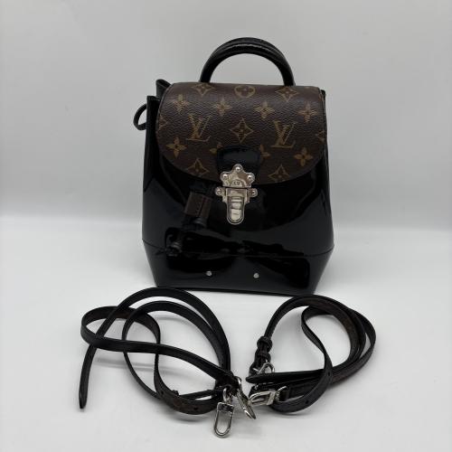 Louis Vuitton Black Patent Leather Backpack With Monogram