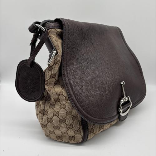 Gucci Brown Gg Canvas Horsebit Shoulder Bag photo 5