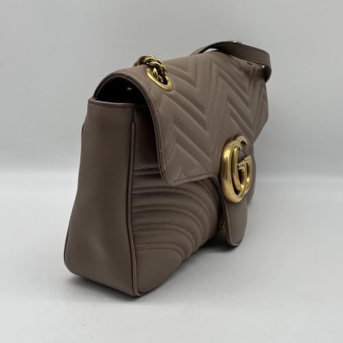Gucci Medium Gg Marmont Shoulder Bag In Taupe photo 5