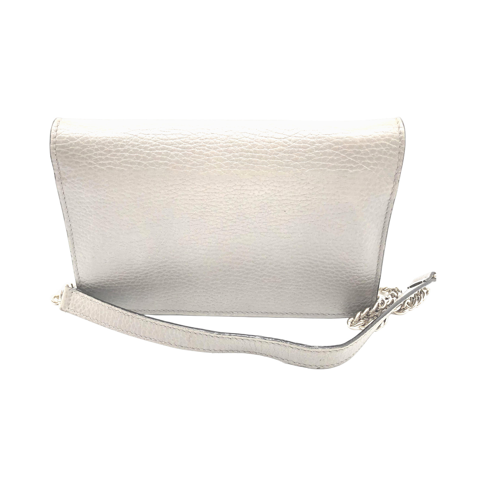 Gucci Grey Pebbled Leather Interlocking G Wallet On Chain photo 2