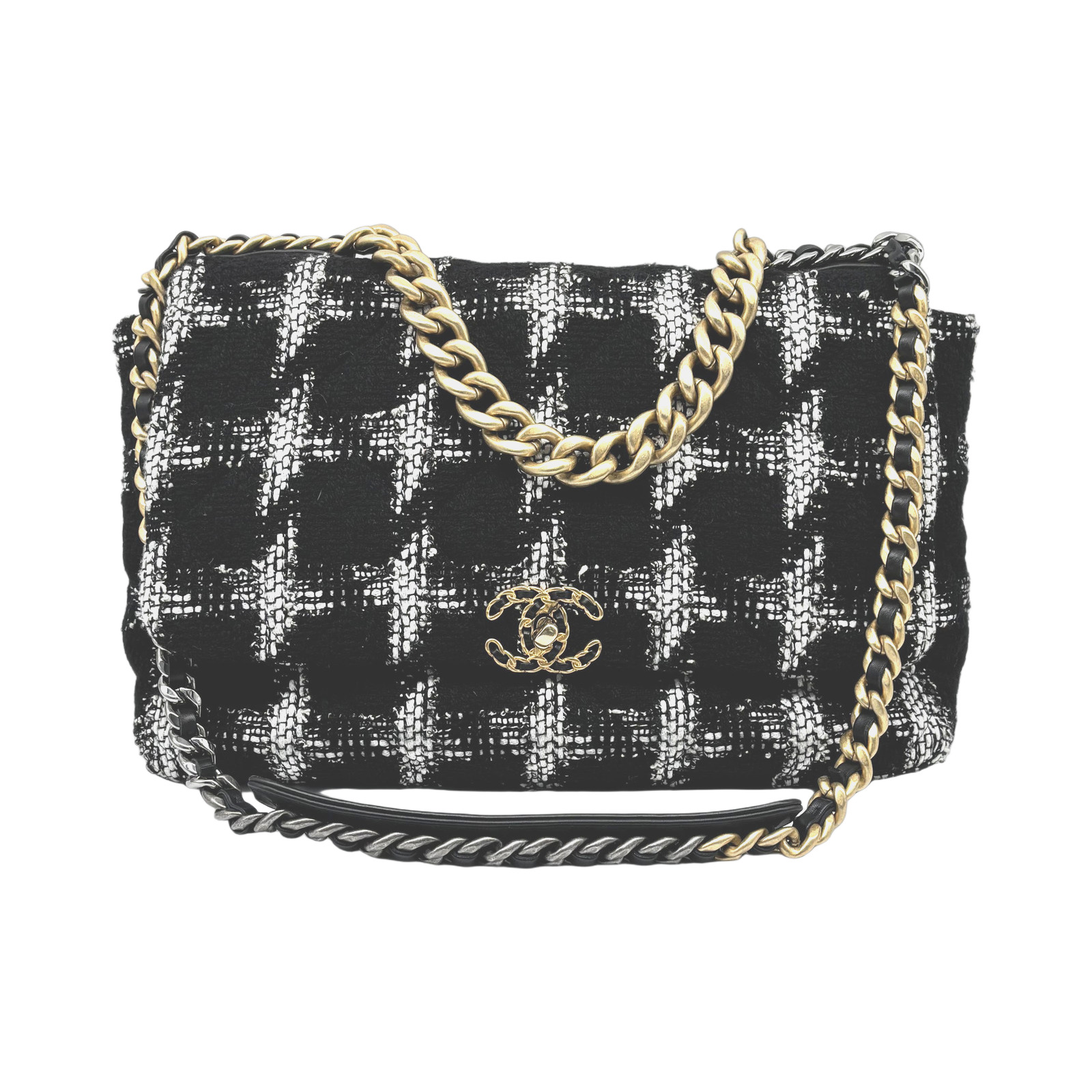 Chanel Black And White Tweed Flap Bag