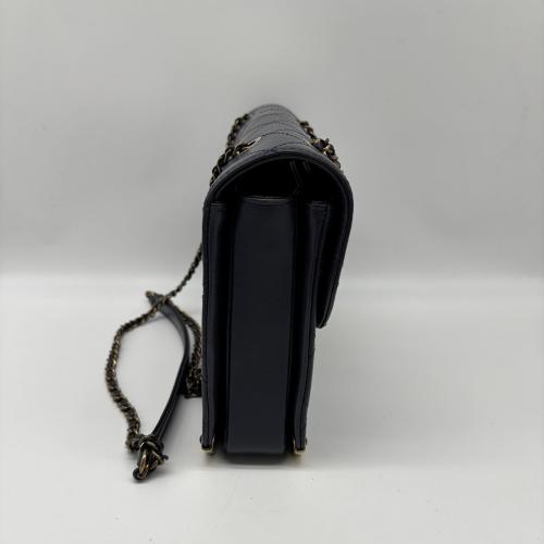 Chanel Quilted Navy Leather Around The Corner Flap Bag photo 6