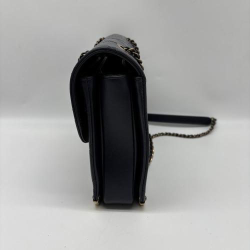Chanel Quilted Navy Leather Around The Corner Flap Bag photo 7