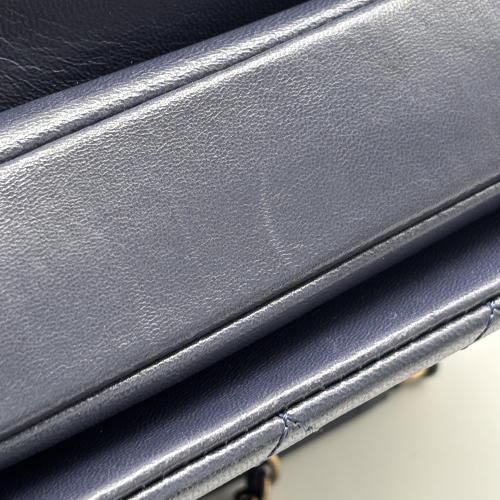 Chanel Quilted Navy Leather Around The Corner Flap Bag photo 8