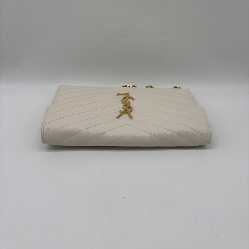 Yves Saint Laurent White Chevron Quilted Leather Crossbody Bag photo 7