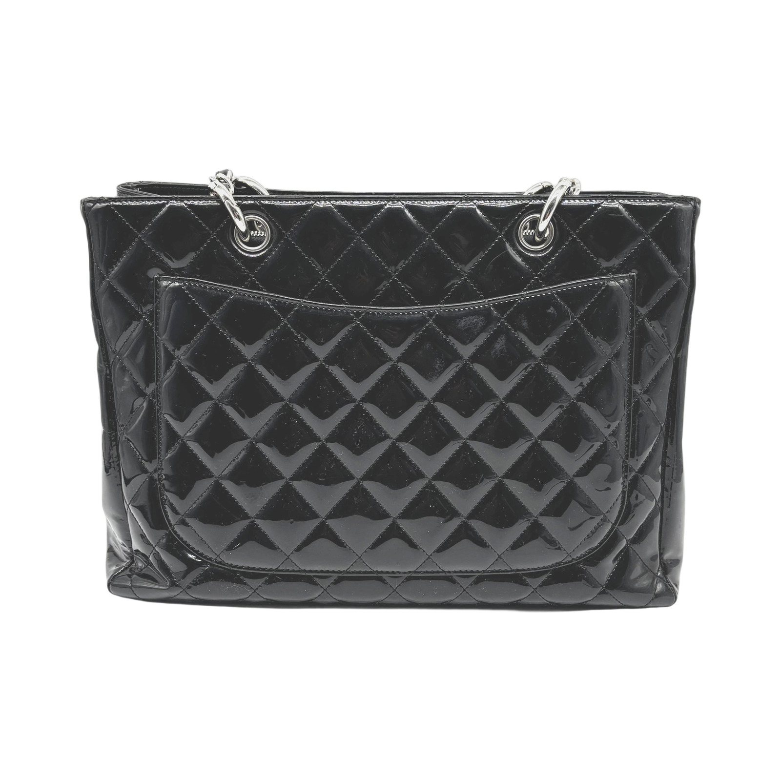 Chanel Black Quilted Patent Leather Grand Shopping Tote photo 2