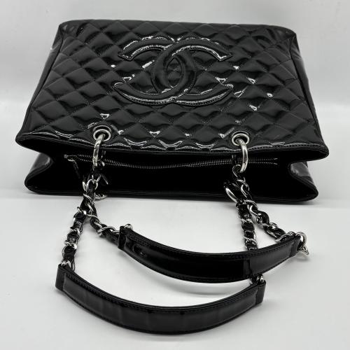 Chanel Black Quilted Patent Leather Grand Shopping Tote photo 6