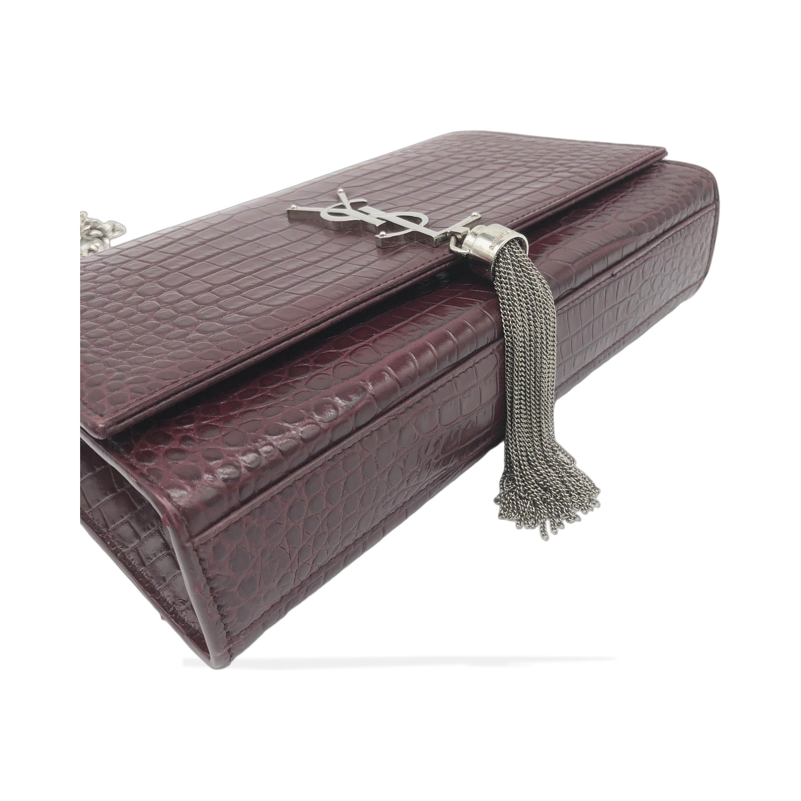 Yves Saint Laurent Croc Embossed Leather Shoulder Bag photo 4