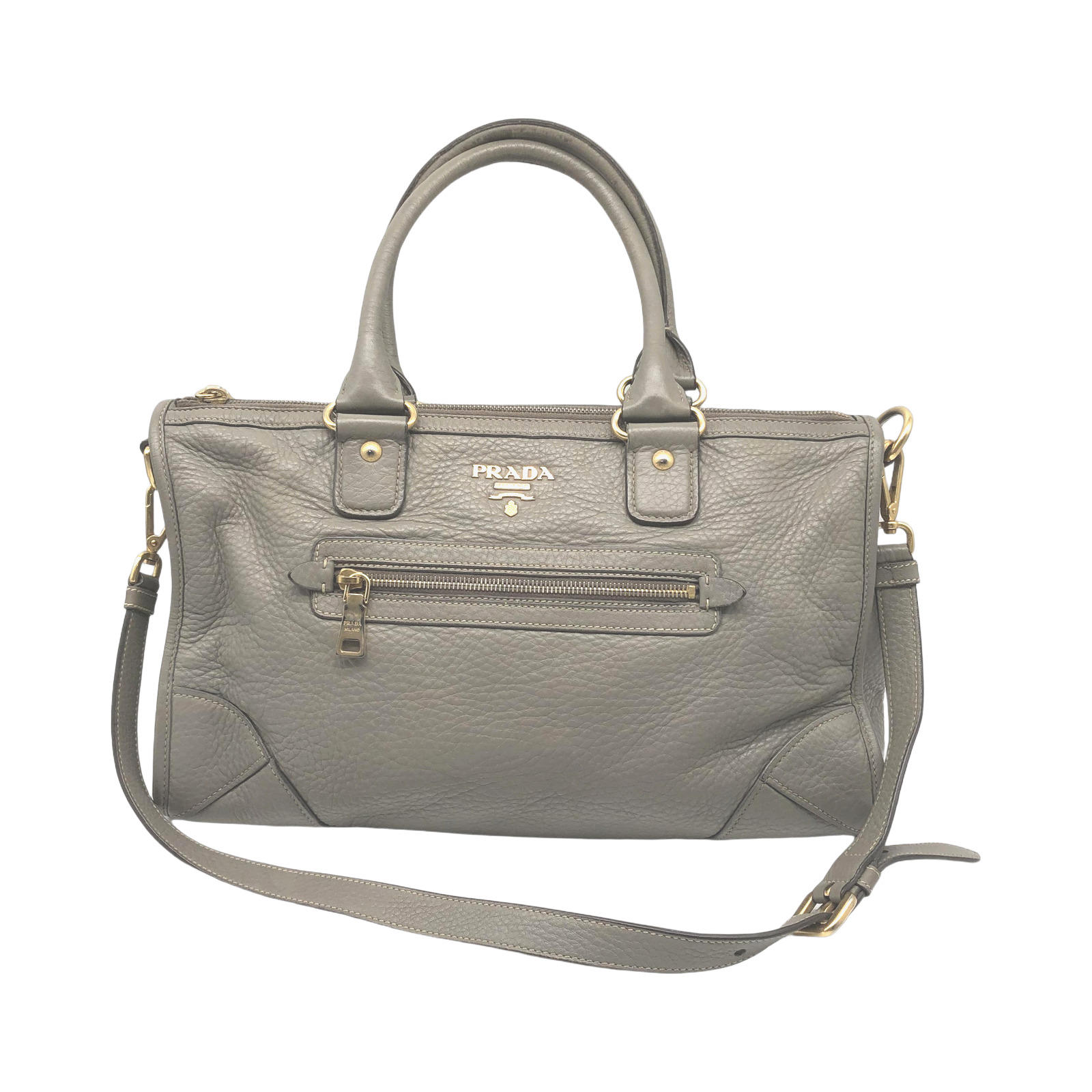 Prada Grey Leather 2way Bag