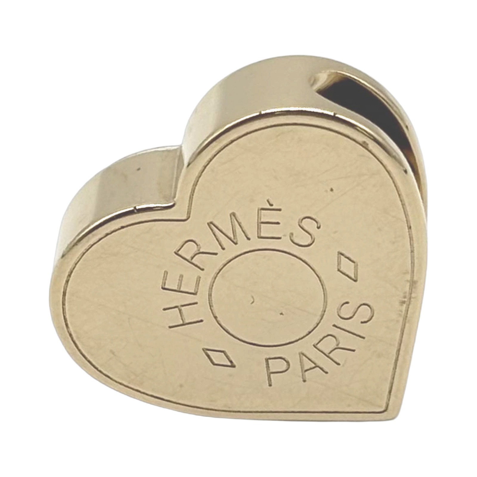 Hermès Gold Plated Metal Heart-Shaped Scarf Ring