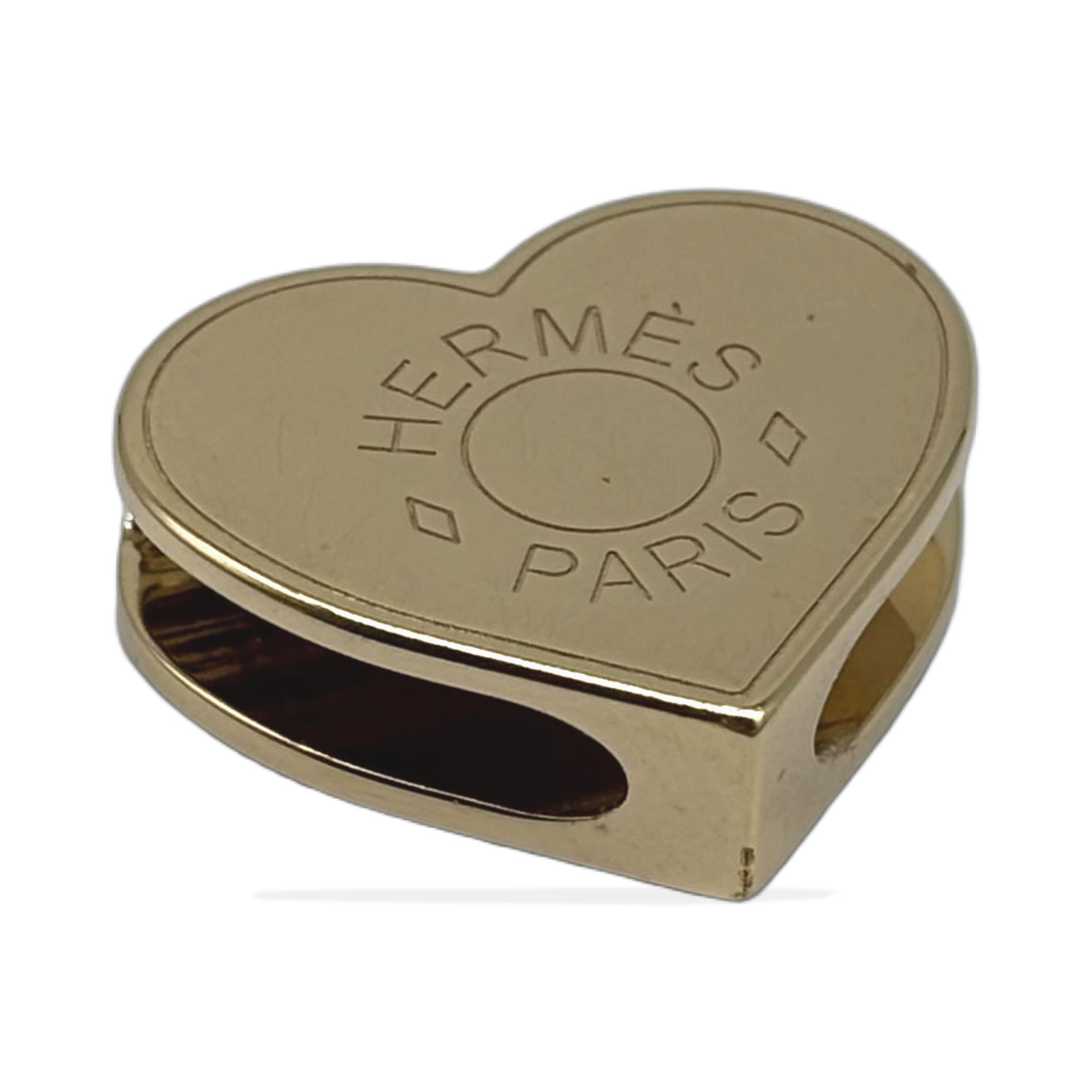 Hermès Gold Plated Metal Heart-Shaped Scarf Ring photo 4