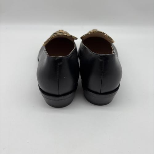 Chanel Black Leather Loafers With Gold Detailing photo 5