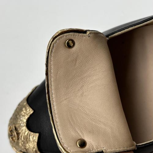 Chanel Black Leather Loafers With Gold Detailing photo 8