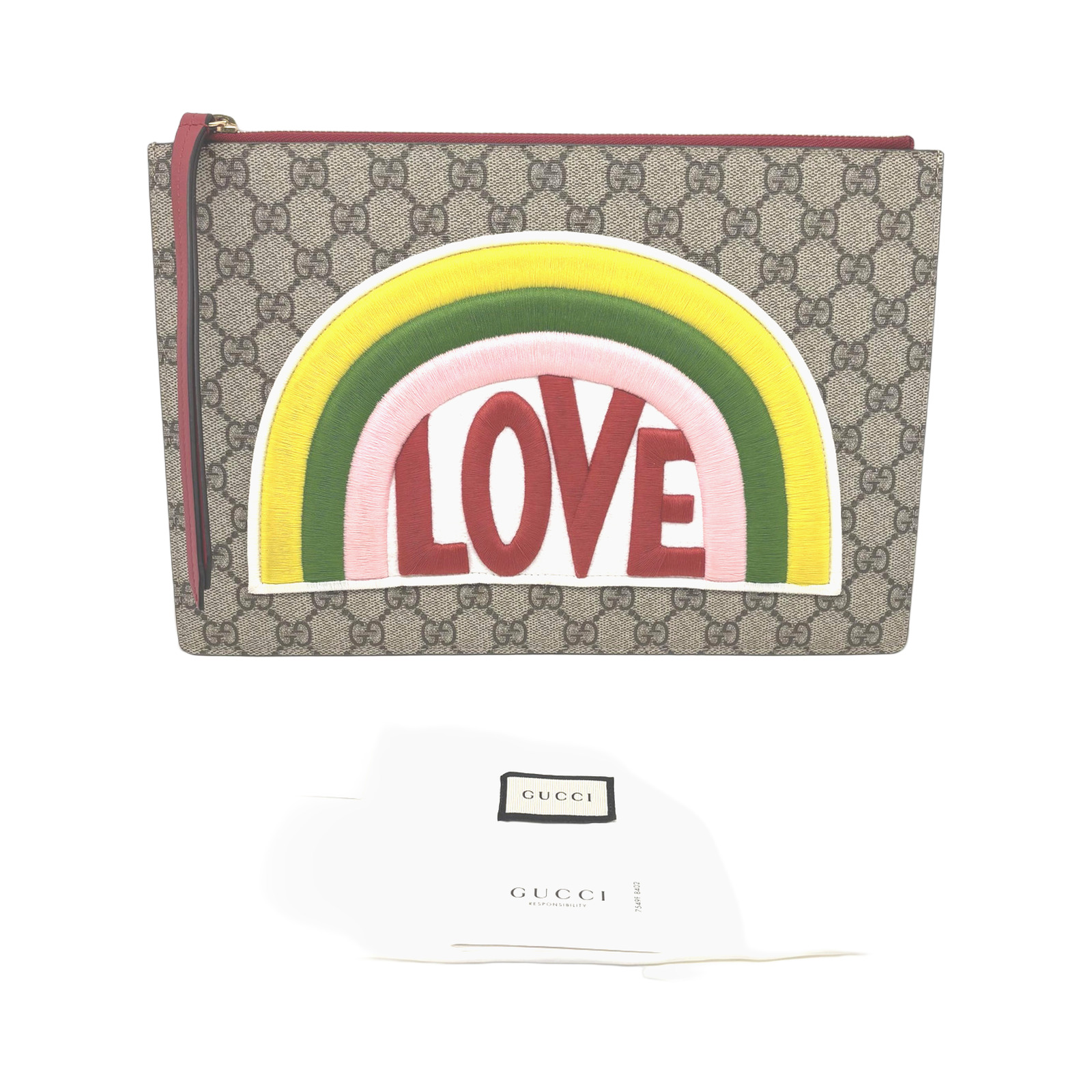 Gucci Love Rainbow GG Supreme Clutch
