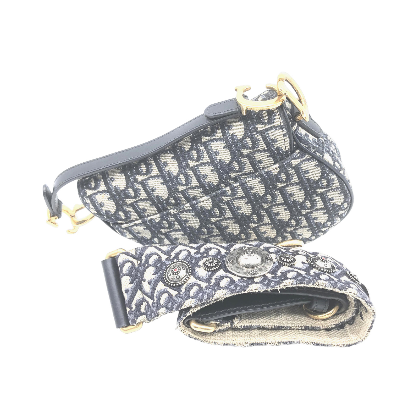 Christian Dior Oblique Jacquard Canvas Saddle Handbag With Strap photo 2