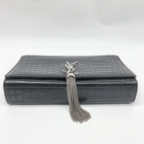 Yves Saint Laurent Black Crocodile Embossed Leather Kate Crossbody Bag photo 5