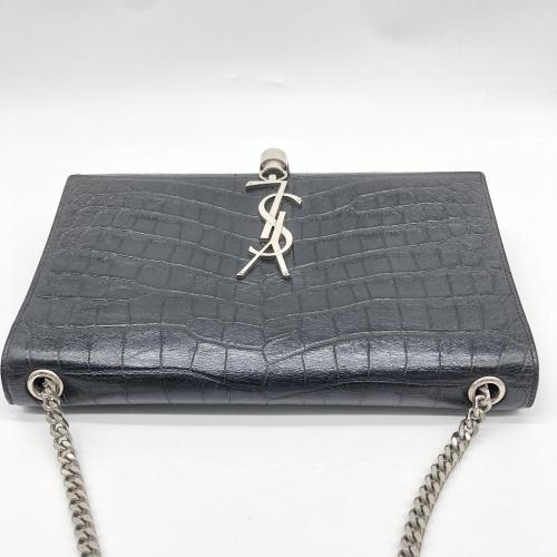 Yves Saint Laurent Black Crocodile Embossed Leather Kate Crossbody Bag photo 6