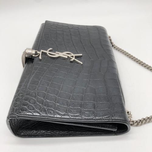 Yves Saint Laurent Black Crocodile Embossed Leather Kate Crossbody Bag photo 7