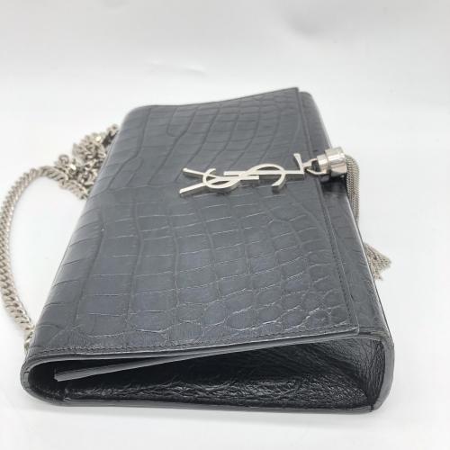 Yves Saint Laurent Black Crocodile Embossed Leather Kate Crossbody Bag photo 8