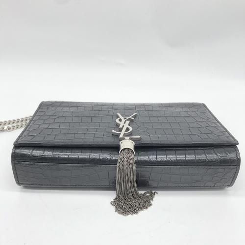 Yves Saint Laurent Black Crocodile Embossed Kate Leather Handbag photo 5