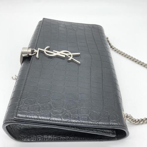 Yves Saint Laurent Black Crocodile Embossed Kate Leather Handbag photo 7
