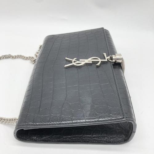 Yves Saint Laurent Black Crocodile Embossed Kate Leather Handbag photo 8