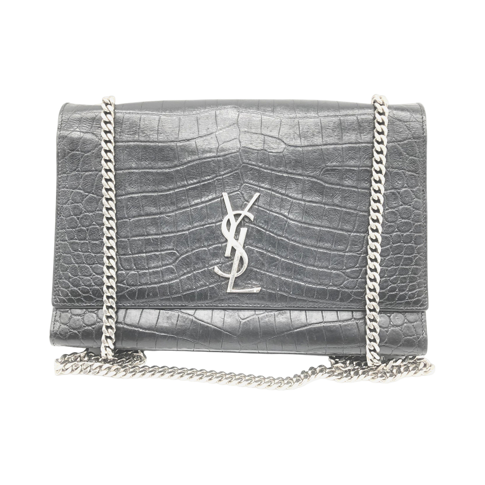 Yves Saint Laurent Crocodile Embossed Leather Sunset Shoulder Bag