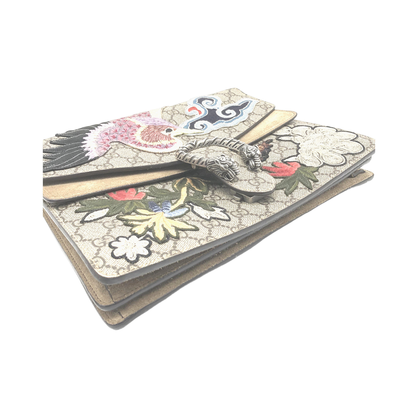 Gucci Beige GG Supreme Canvas Embroidered Bird/Flowers Medium Dionysus Shoulder Bag photo 3