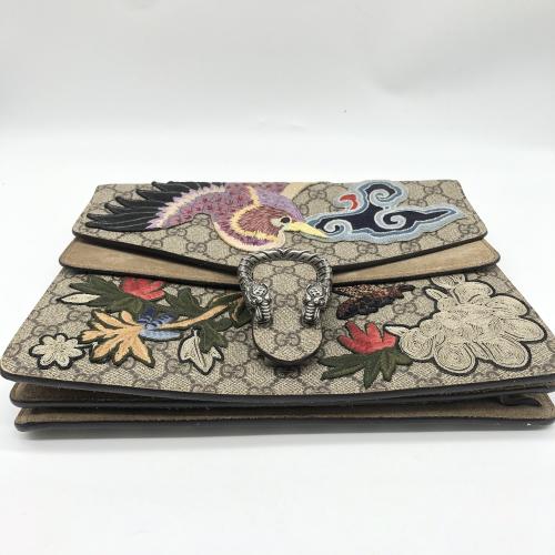 Gucci Beige GG Supreme Canvas Embroidered Bird/Flowers Medium Dionysus Shoulder Bag photo 5