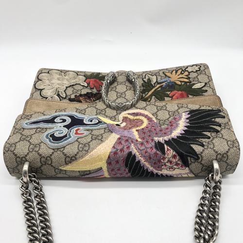Gucci Beige GG Supreme Canvas Embroidered Bird/Flowers Medium Dionysus Shoulder Bag photo 6