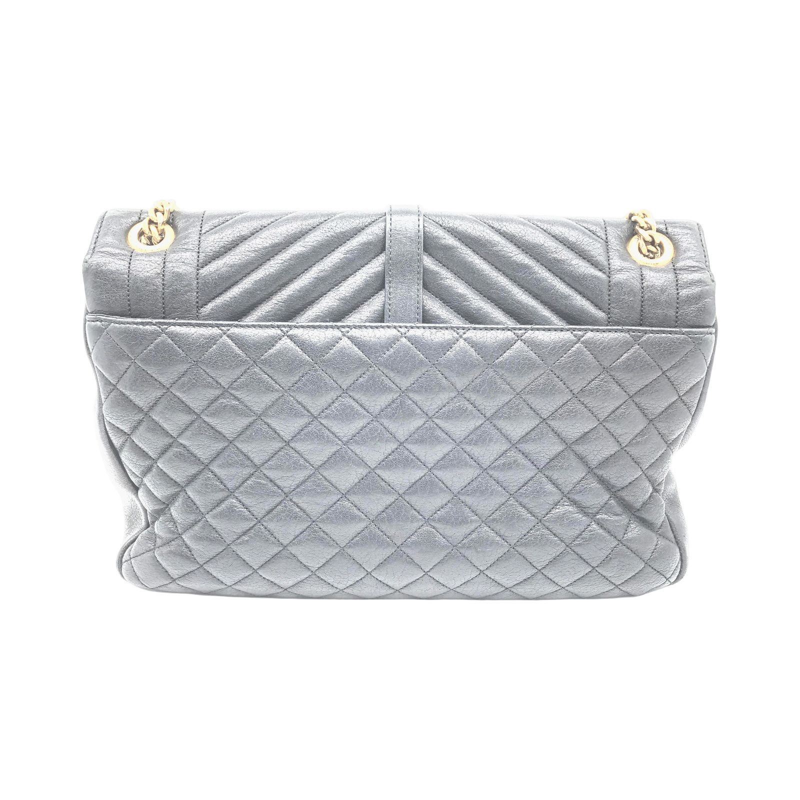 Yves Saint Laurent Black Chevron Quilted Leather Monogram Envelope Bag photo 2
