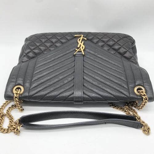 Yves Saint Laurent Black Chevron Quilted Leather Monogram Envelope Bag photo 6