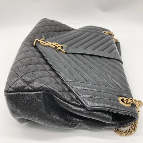 Yves Saint Laurent Black Chevron Quilted Leather Monogram Envelope Bag photo 8
