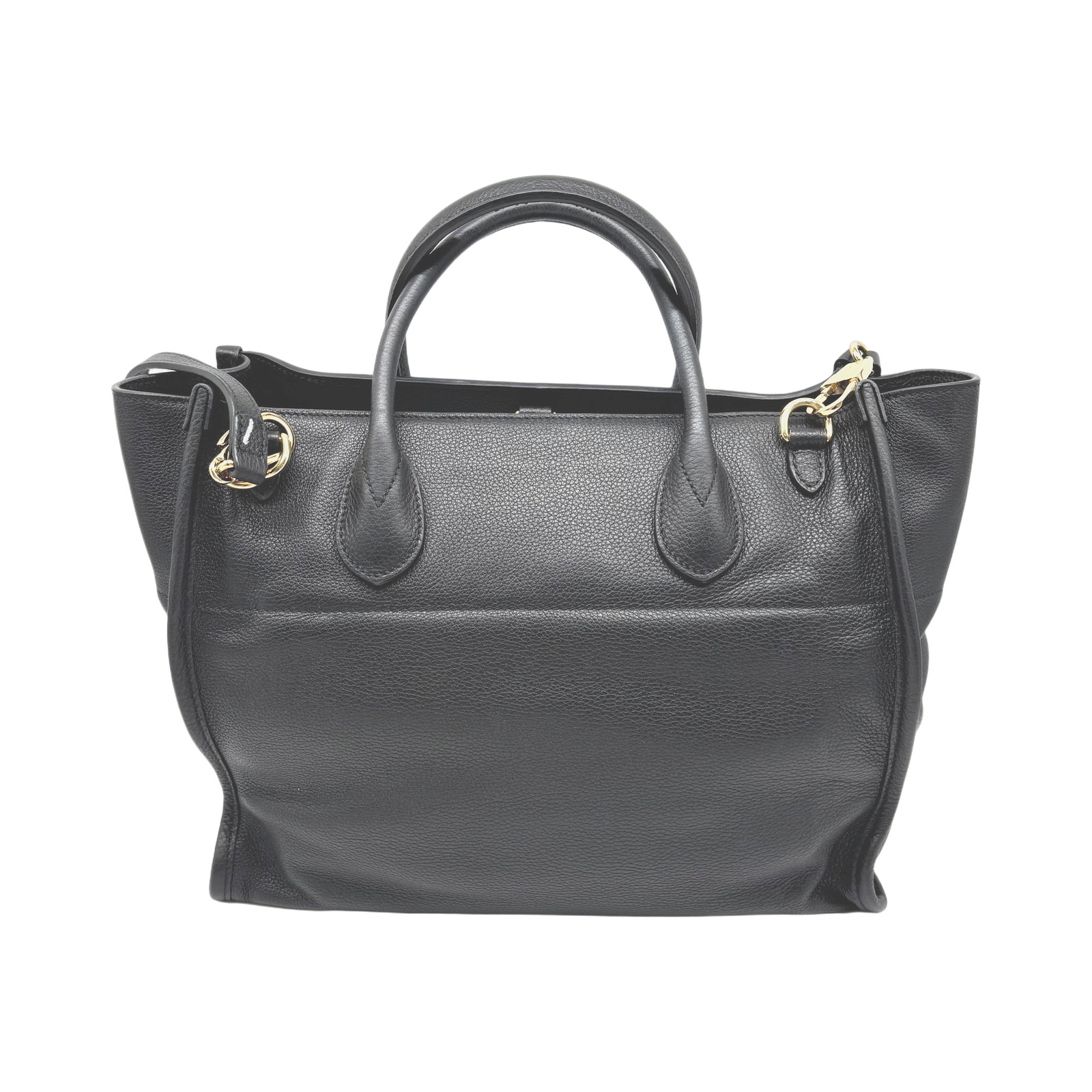 Gucci Black Pebbled Leather Logo Tote Bag photo 2