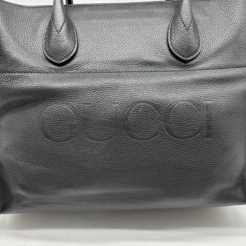 Gucci Black Pebbled Leather Logo Tote Bag photo 8