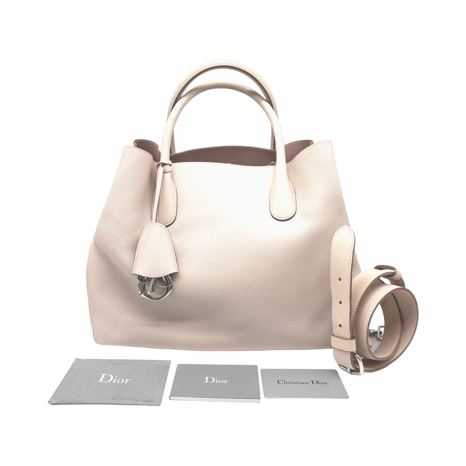 Christian Dior Calfskin Leather Open Bar Tote Bag - Pink