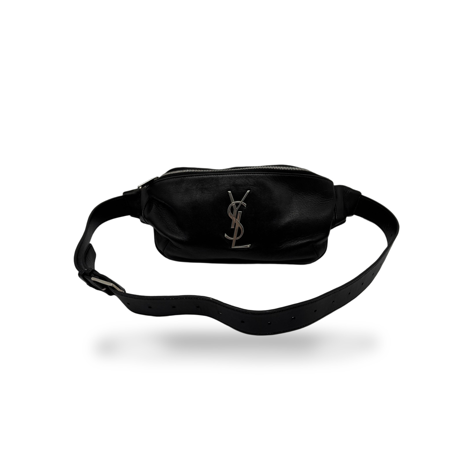 Yves Saint Laurent Black Leather Belt Bag With Logo