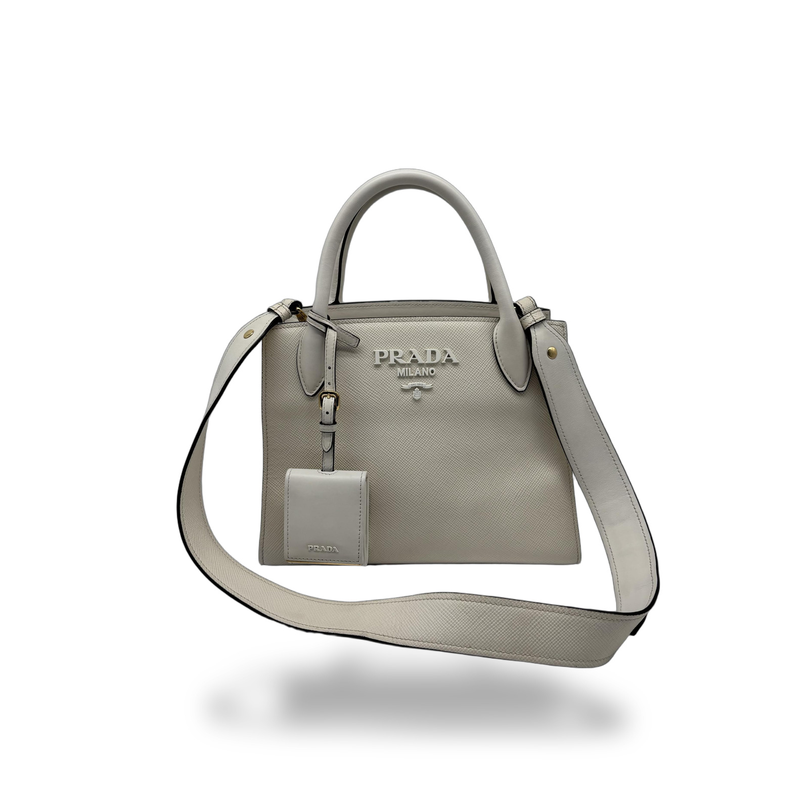 Prada Saffiano Cuir Calfskin Monochrome Top Handle Tote