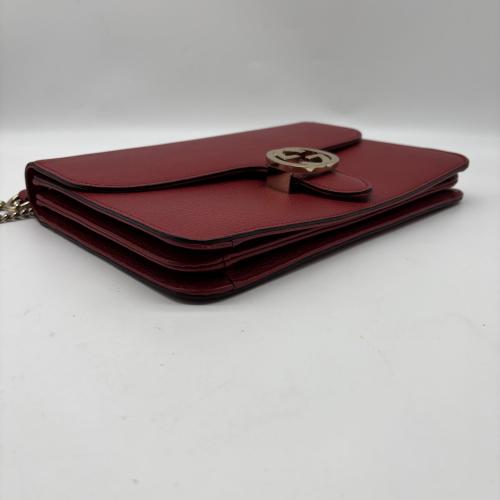 Gucci Red Leather Interlocking G Shoulder Bag With Chain photo 3