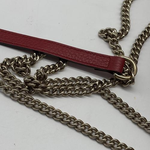Gucci Red Leather Interlocking G Shoulder Bag With Chain photo 7